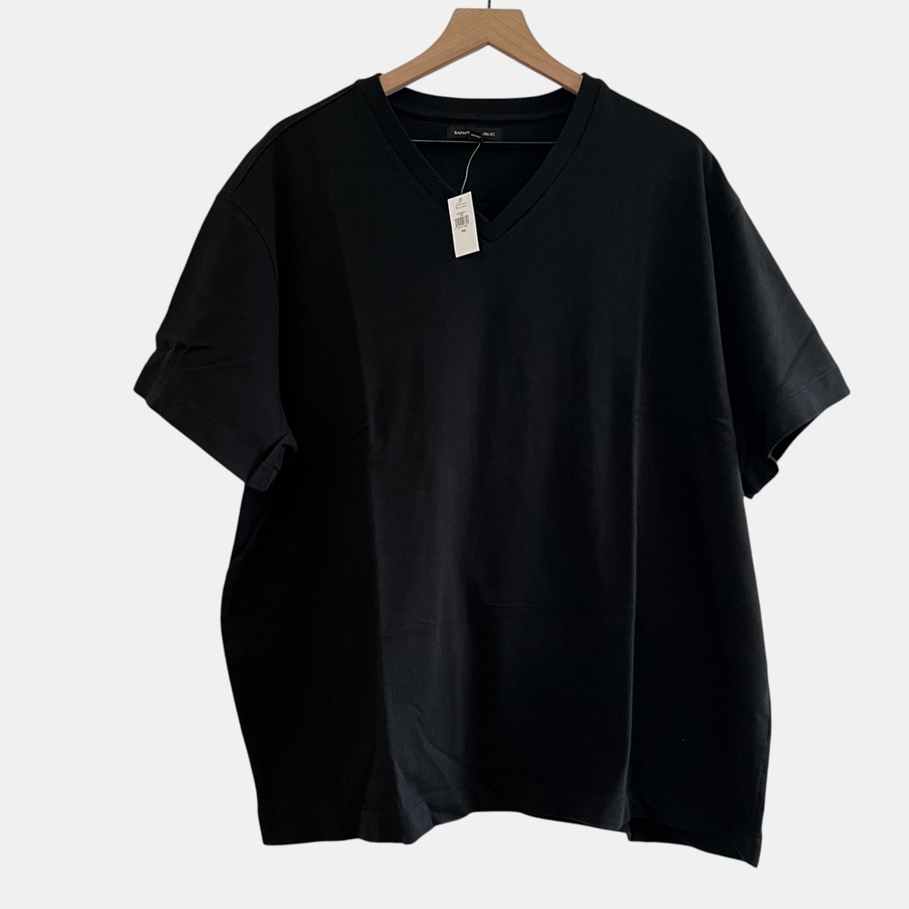 Banana Republic Men's Heavyweight Cotton Black VNeck TShirt XXL NWT Quiet Luxury
